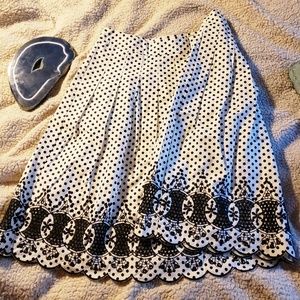 A line polka dot lace hem skirt